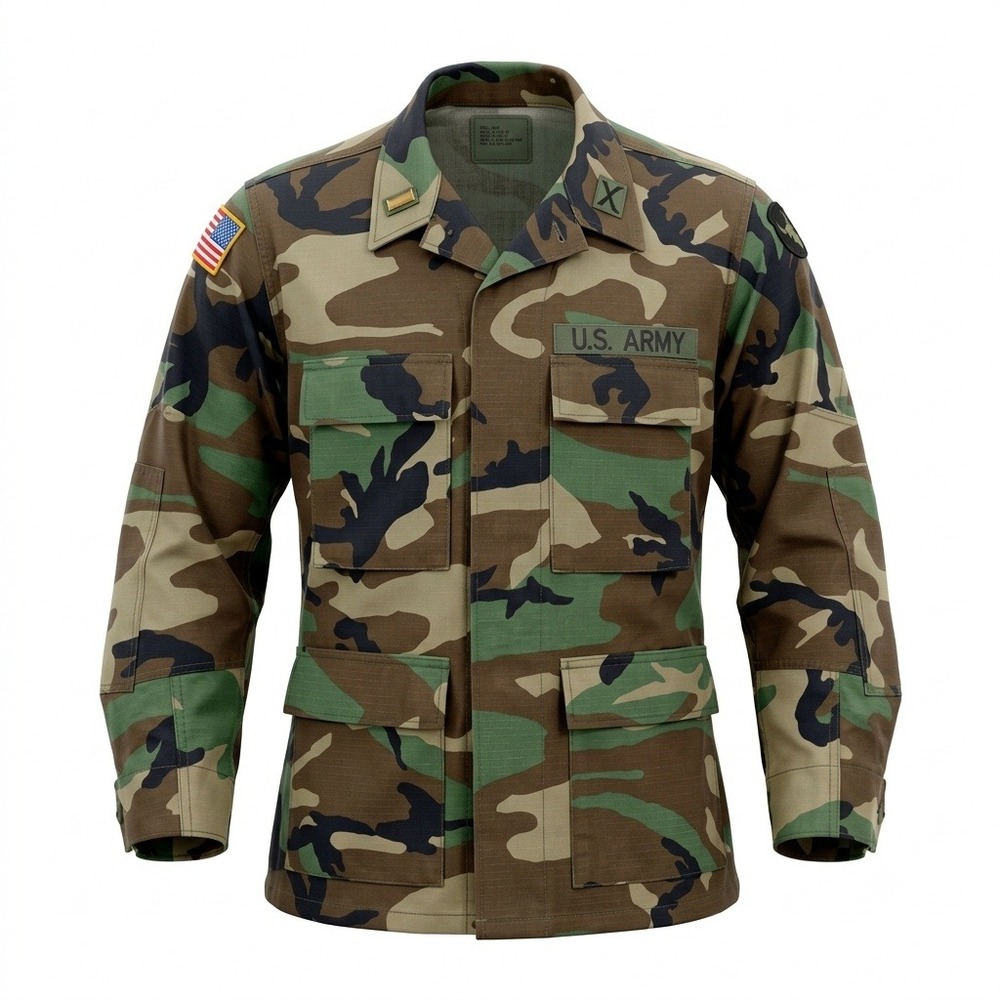 Vintage US Army Woodland Camo BDU Field Shirt Small Short Golden Mfg 93-D-0344